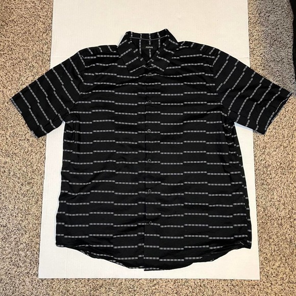 Black and White Striped Alfani Short Sleeve Button Up - Picture 2 of 6